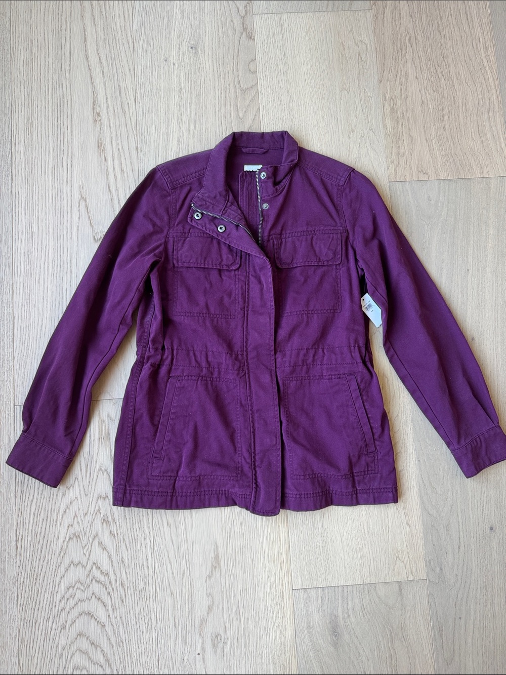 GAP Utility Jacket Women’s XS Deep Plum Zip Snap Pockets NWT